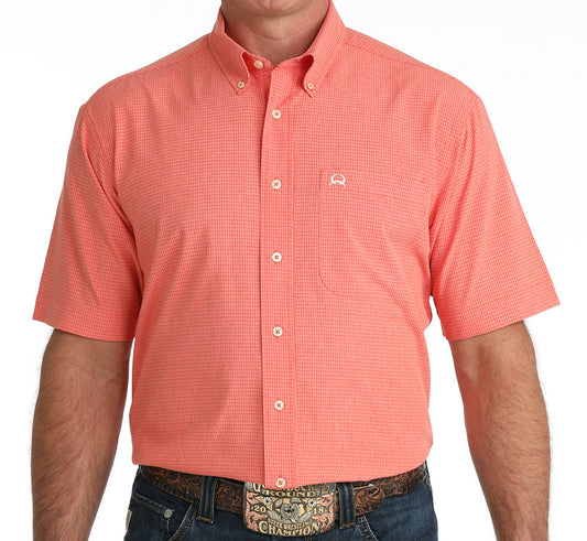 CINCH MEN'S SHORT SLEEVE PLAID ARENAFLEX SHIRT - RED