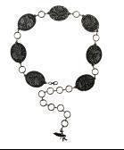 Angel Ranch Ladies Belt 2 1/4" Floral Conchos Chain Black