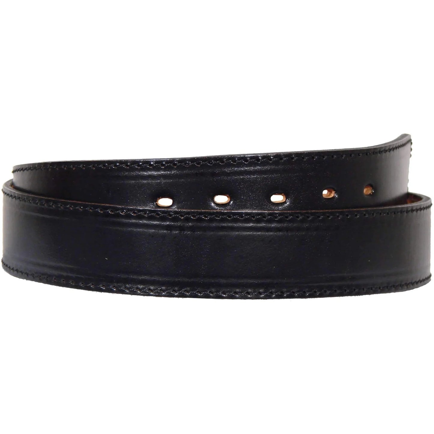 1 1/2" BLACK LEATHER STITCHED BELT