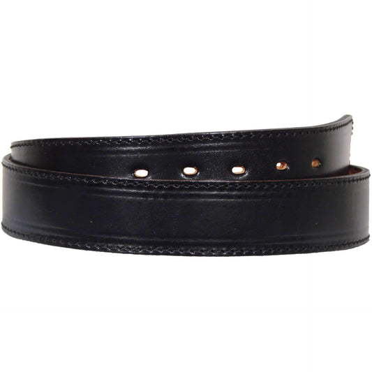 1 1/2" BLACK LEATHER STITCHED BELT