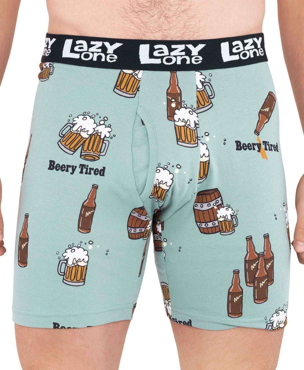 MEN'S "BEERIERE, BEERY TIRED" BOXER BRIEFS