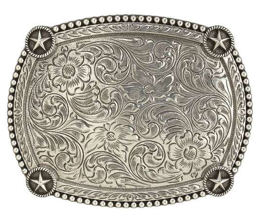 ARIAT RECTANGLE BEAD EDGE STAR CORNER BUCKLE