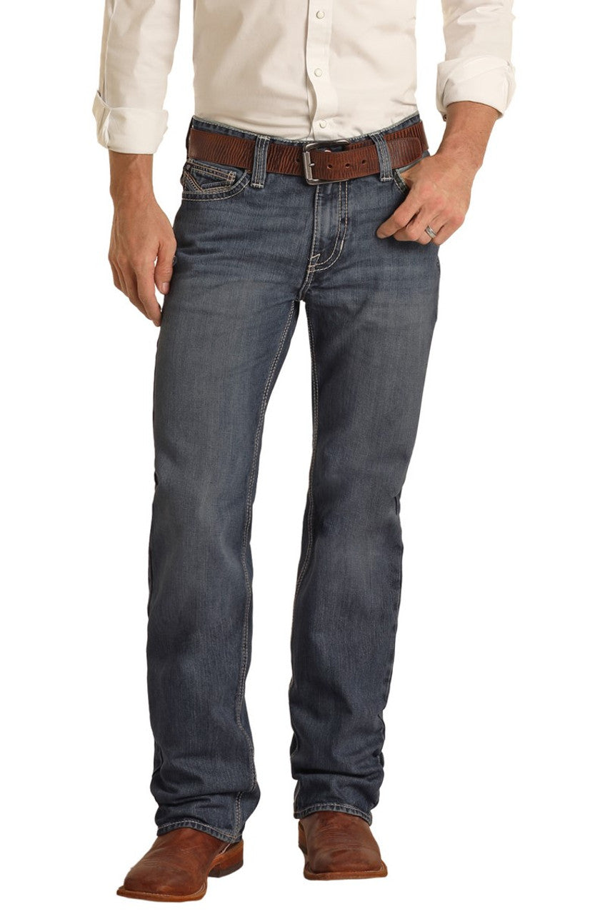ROCK & ROLL MEN'S DOUBLE BARREL RELAXED STRAIGHT BOOTCUT JEANS