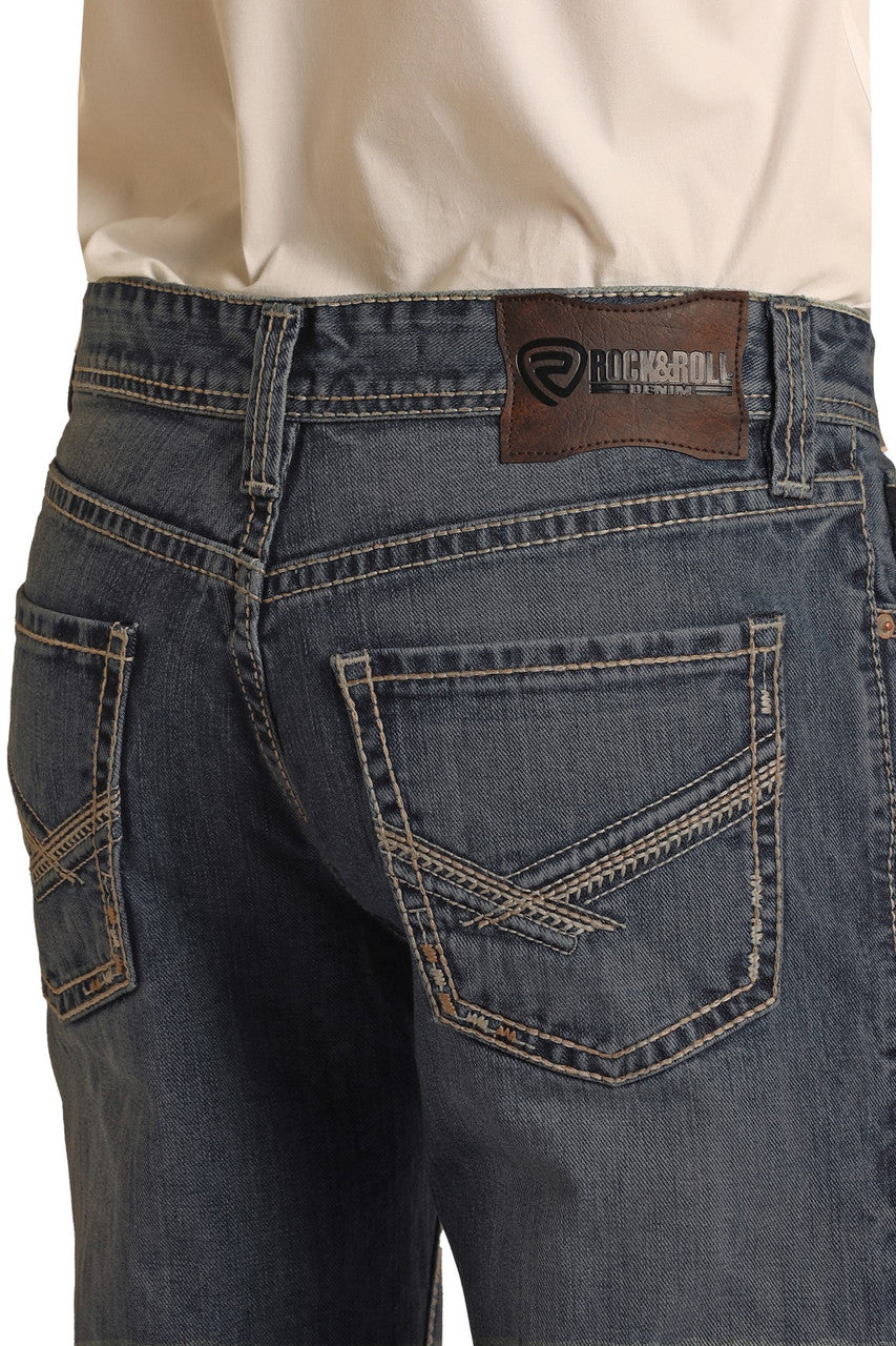 ROCK & ROLL MEN'S DOUBLE BARREL RELAXED STRAIGHT BOOTCUT JEANS