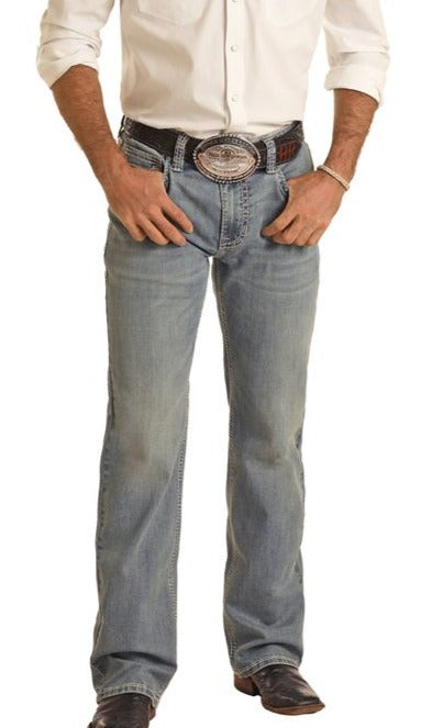 ROCK & ROLL MEN'S DOUBLE BARREL RELAXED STRAIGHT BOOTCUT JEANS