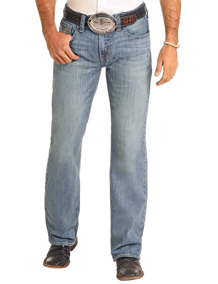 ROCK & ROLL MEN'S PISTOL REGULAR FIT LADDER STITCH STRAIGHT LEG JEANS