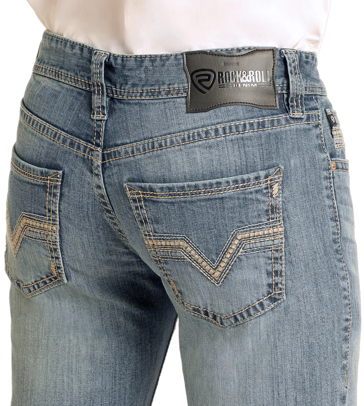 ROCK & ROLL MEN'S PISTOL REGULAR FIT LADDER STITCH STRAIGHT LEG JEANS