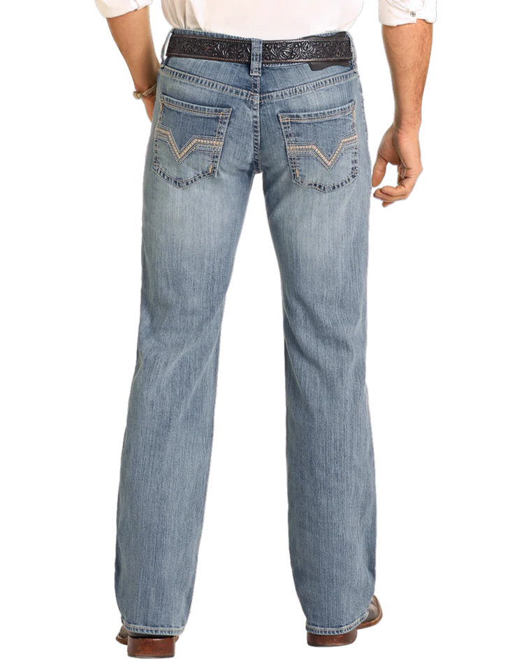 ROCK & ROLL MEN'S PISTOL REGULAR FIT LADDER STITCH STRAIGHT LEG JEANS