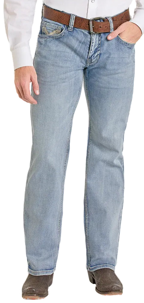 ROCK & ROLL MEN'S PISTOL REGULAR FIT V STITCH STRAIGHT LEG JEANS