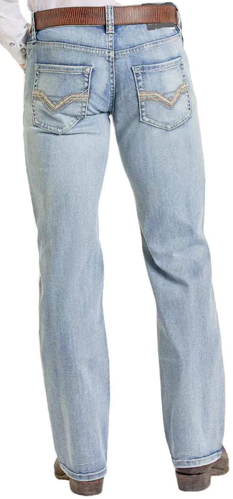 ROCK & ROLL MEN'S PISTOL REGULAR FIT V STITCH STRAIGHT LEG JEANS