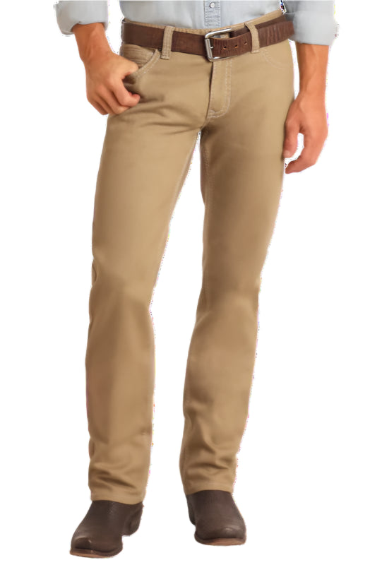 ROCK & ROLL DENIM MEN'S REVOLVER SLIM STRAIGHT JEAN -KHAKI
