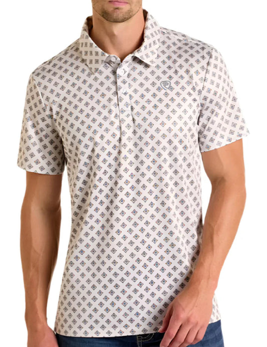PANHANDLE MEN'S AZTEC PRINT POLO SHIRT - NATURAL