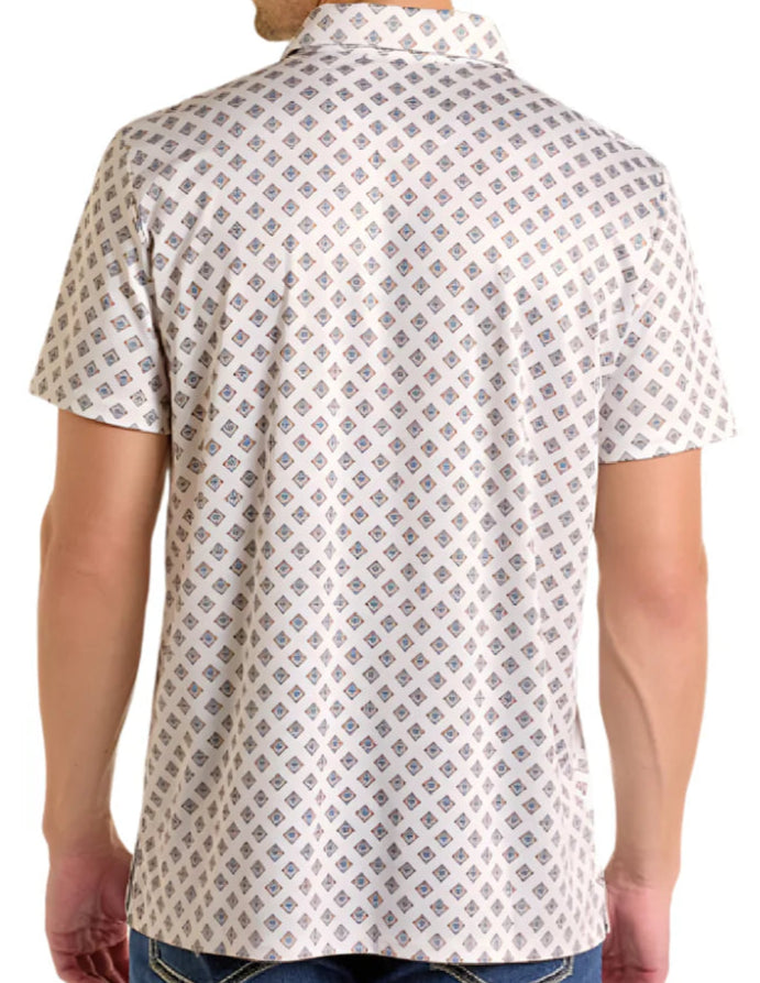 PANHANDLE MEN'S AZTEC PRINT POLO SHIRT - NATURAL