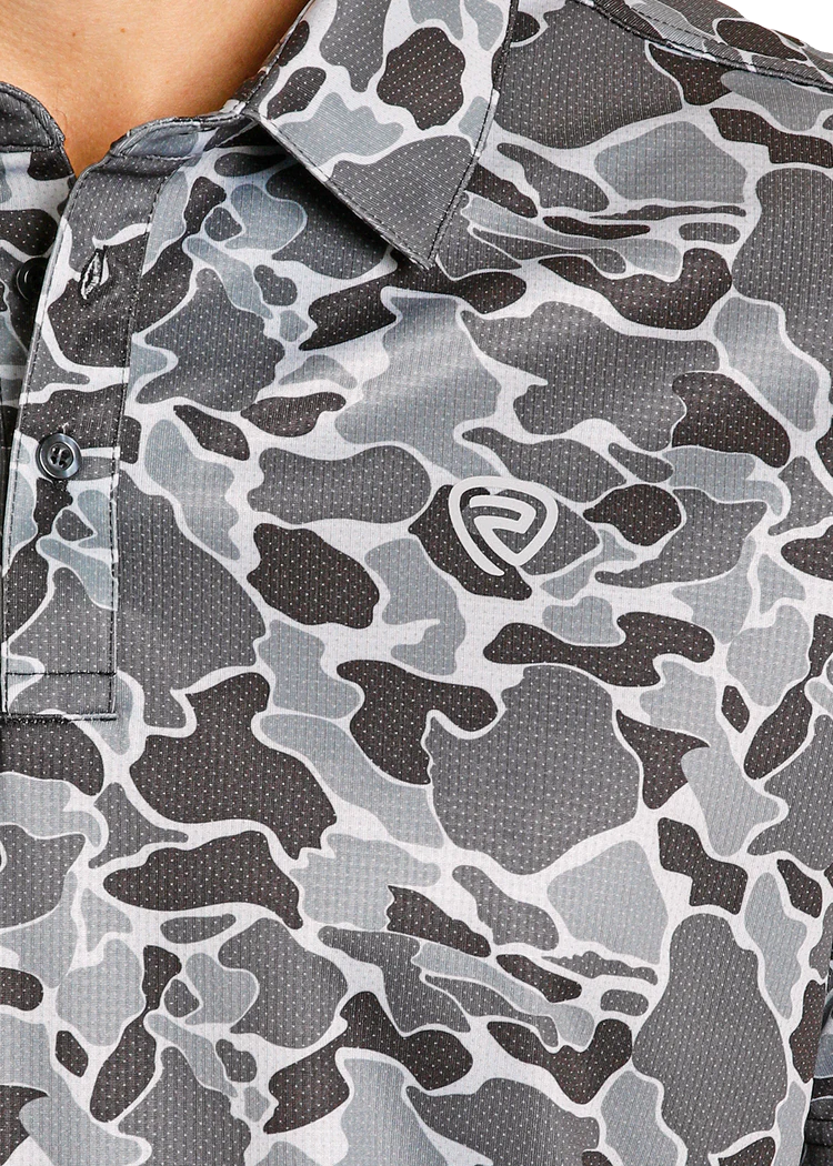 ROCK AND ROLL GREY CAMO PRINT POLO