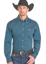 ROCK AND ROLL LONG SLEEVE BUTTON DOWN SHIRT in CARIBBEAN BLUE