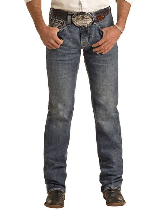 ROCK & ROLL MEN'S PISTOL RELAXED TAPERED STACKABLE BOOTCUT JEANS