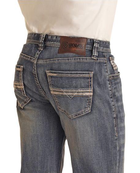 ROCK & ROLL MEN'S RELAXED DOUBLE BARREL STACKABLE BOOTCUT JEANS
