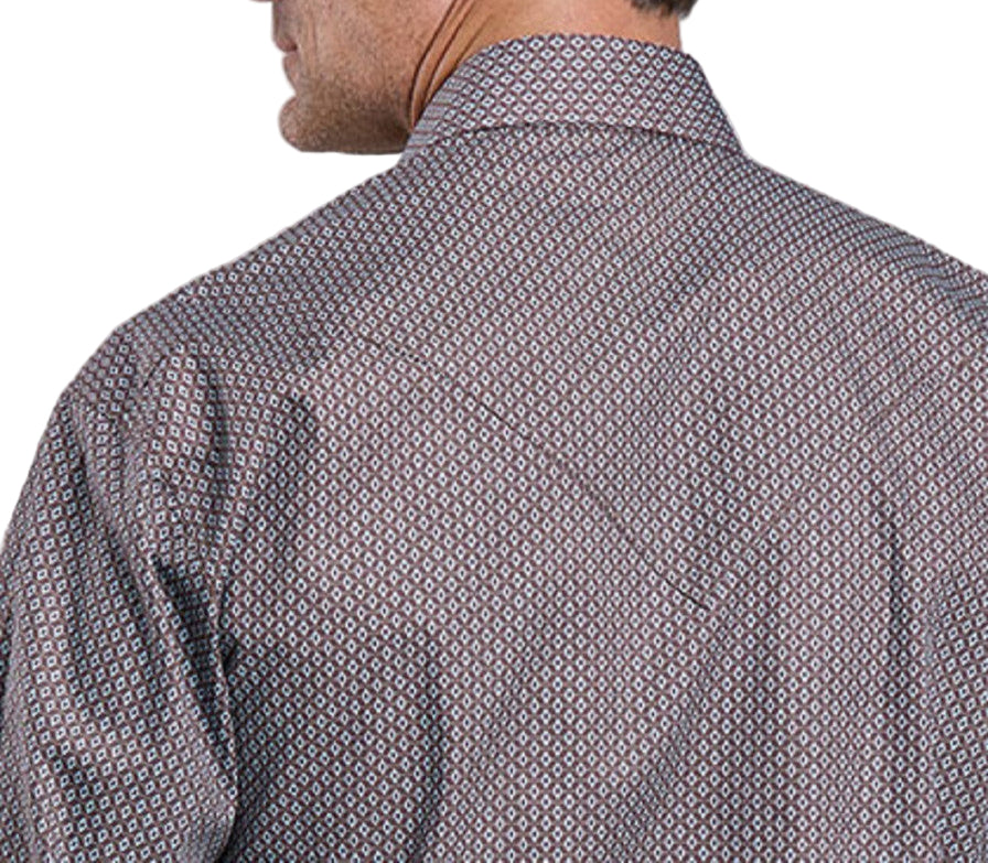 STETSON BROWN DIAMOND PRINT PEARL SNAP SHIRT