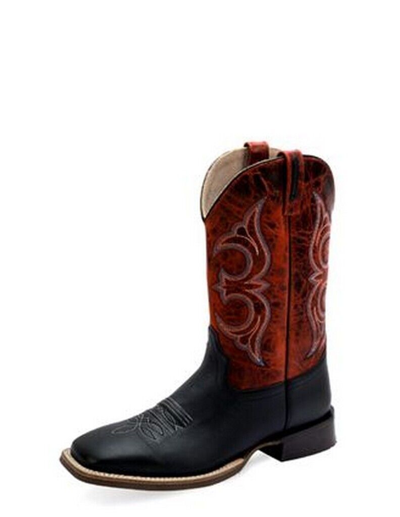 OLD WEST MEN'S BURNT RED TOP/BLACK SQUARE TOE BOOT