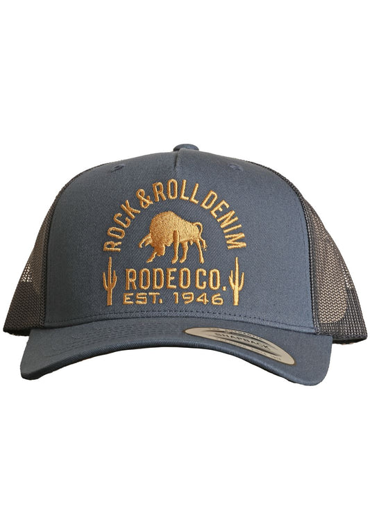 ROCK & ROLL DENIM CURVED TRUCKER CAP