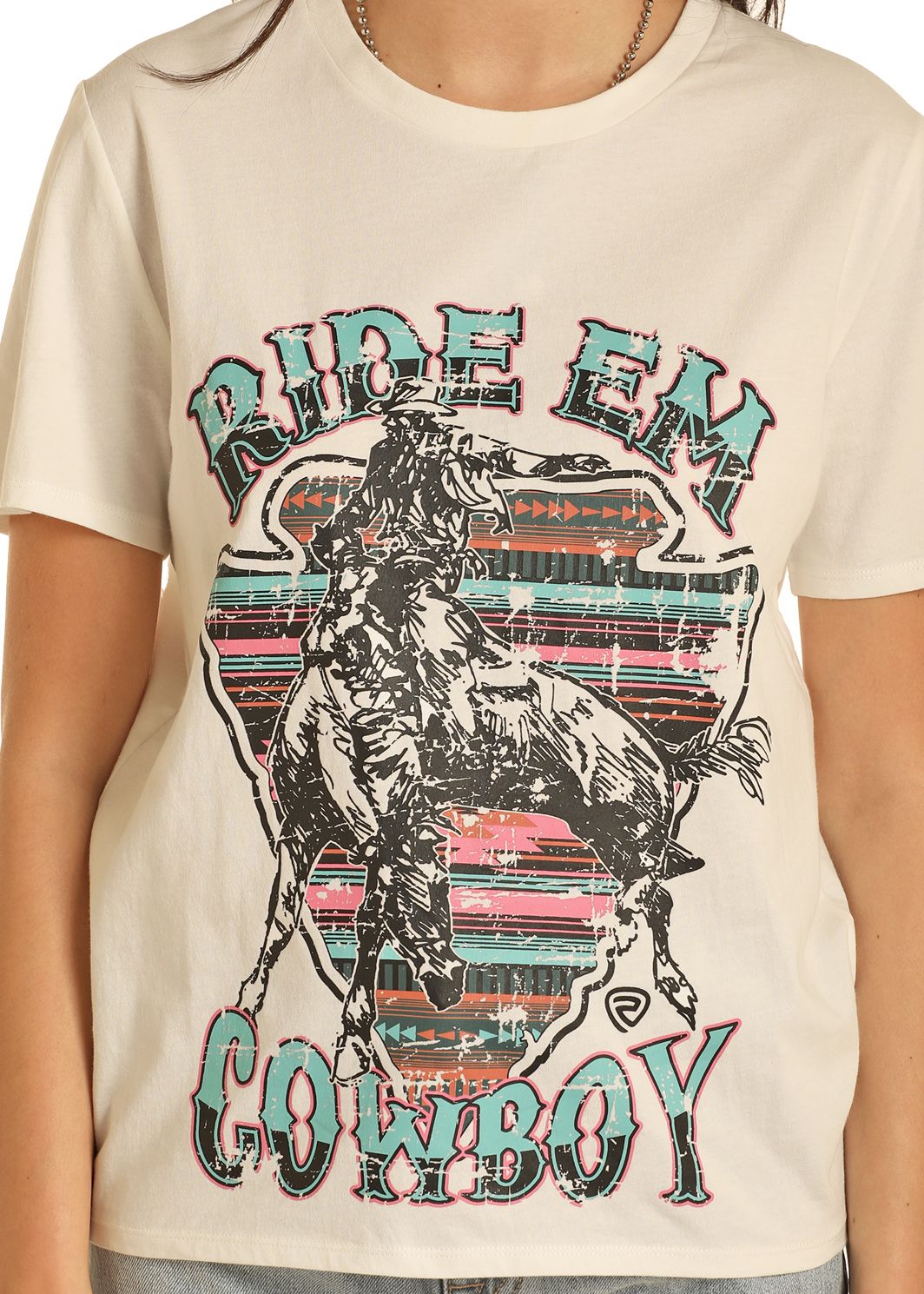 ROCK & ROLL RODEO RIDE EM GRAPHIC TEE WOMENS SHIRT FREDERICKSBURG