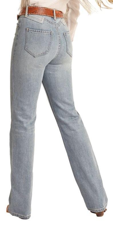 Rock & Roll Ladies Light Wash Yoke Detailed High Rise