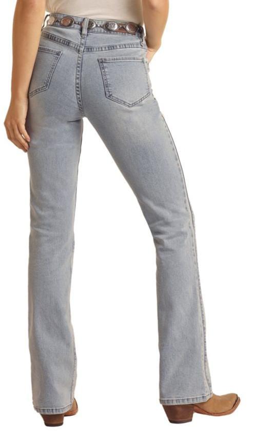 Rock & Roll Denim Women's High-Rise Two-Tone Boot Cut Jeans