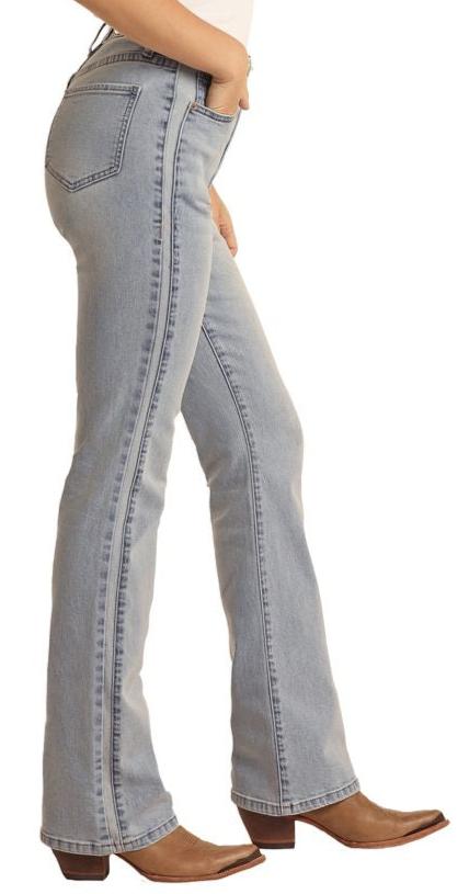 Rock & Roll Denim Women's High-Rise Two-Tone Boot Cut Jeans