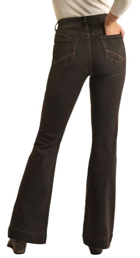 ROCK & ROLL HIGH RISE TROUSER JEANS - CHARCOAL