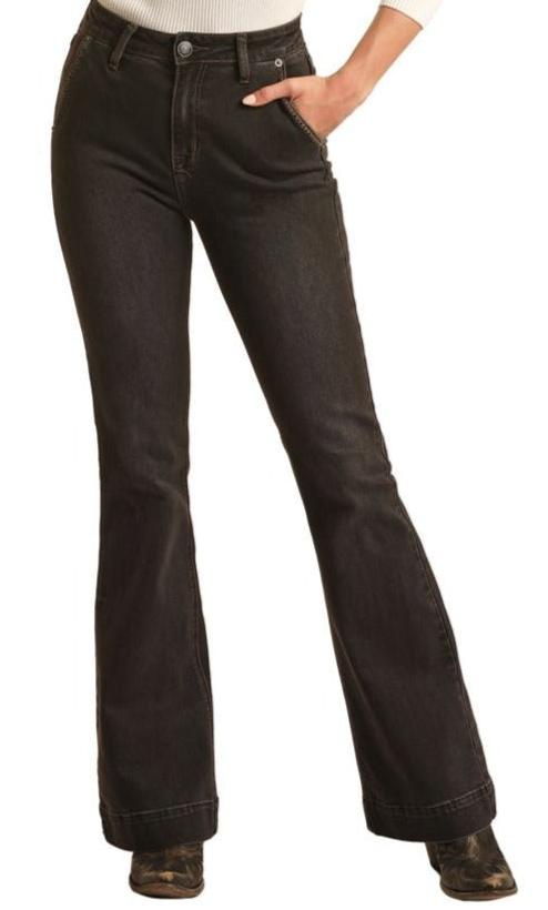 ROCK & ROLL HIGH RISE TROUSER JEANS - CHARCOAL