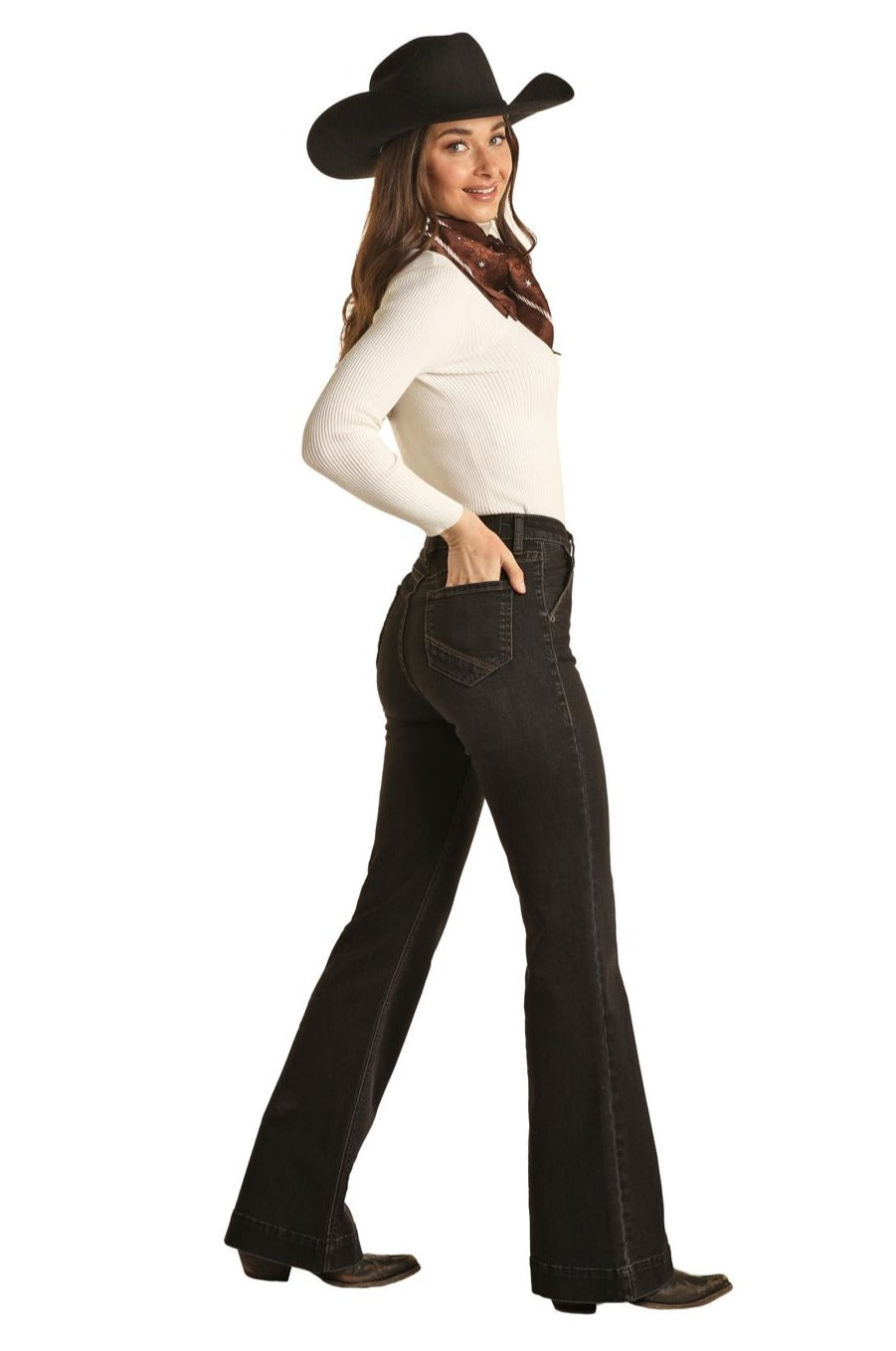 ROCK & ROLL HIGH RISE TROUSER JEANS - CHARCOAL