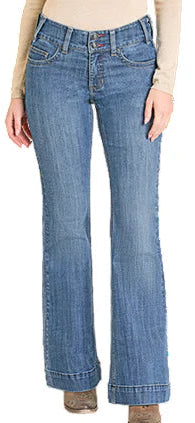 ROCK & ROLL LADIES MEDIUM WASH FLAWLESS FIT DOUBLE BUTTON TROUSER JEANS
