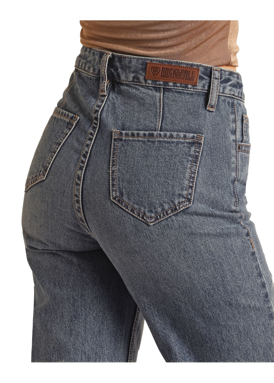 ROCK & ROLL LADIES MIDWASH RELAXED FLARE JEANS