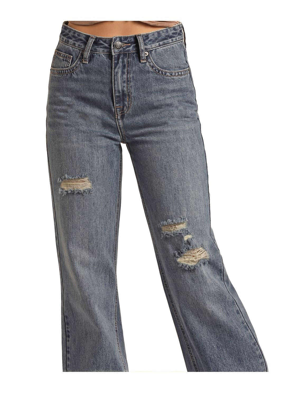 ROCK & ROLL LADIES MIDWASH RELAXED FLARE JEANS