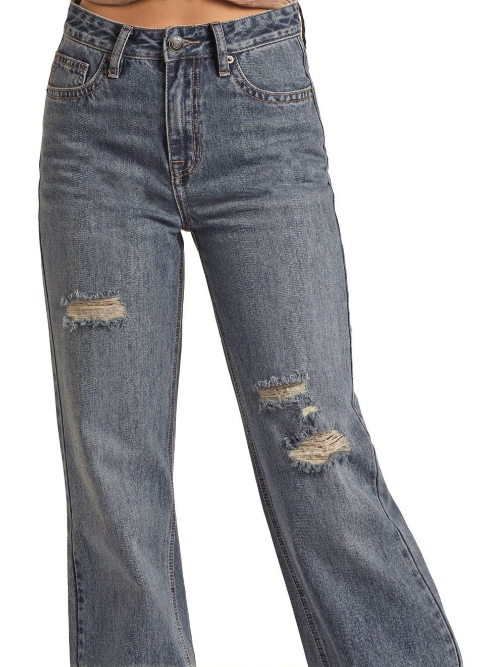ROCK & ROLL LADIES MIDWASH RELAXED FLARE JEANS