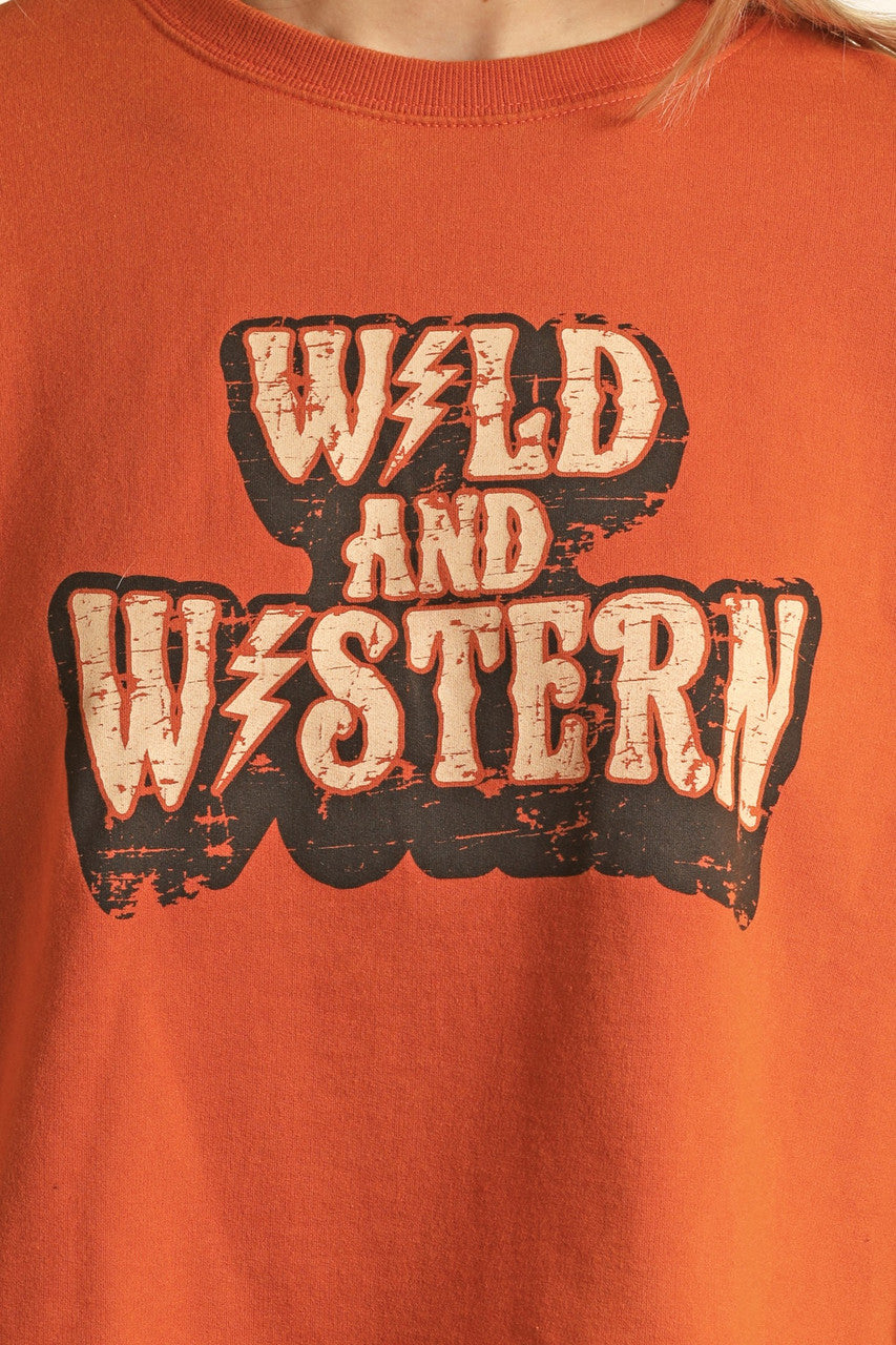 ROCK & ROLL WILD AND WESTERN GRAPHIC CROPPED PULLOVER