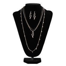BLAZIN ROXX LIGHTNING BOLT NECKLACE and EARRING SET