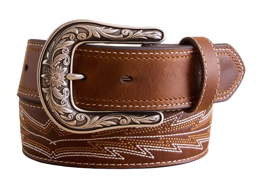 ARIAT CASANOVA WESTERN BOOT STITCH LADIES BELT - BROWN