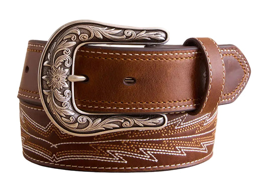 ARIAT CASANOVA WESTERN BOOT STITCH LADIES BELT - BROWN