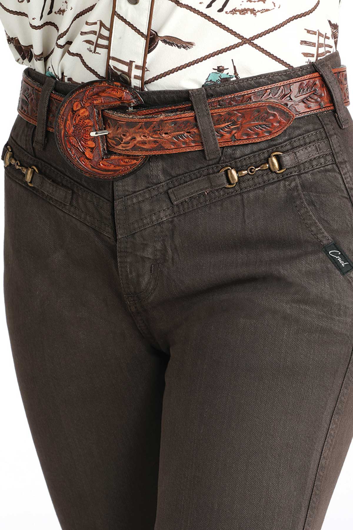 CRUEL GIRL WOMEN'S QUINN TAPERED BROWN JEANS