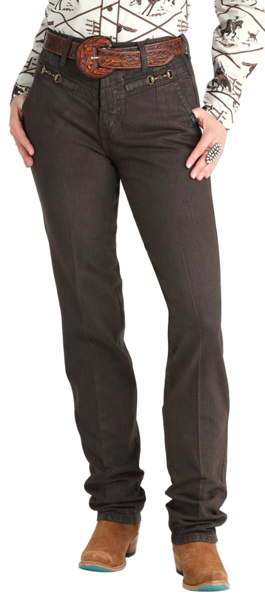 CRUEL GIRL WOMEN'S QUINN TAPERED BROWN JEANS