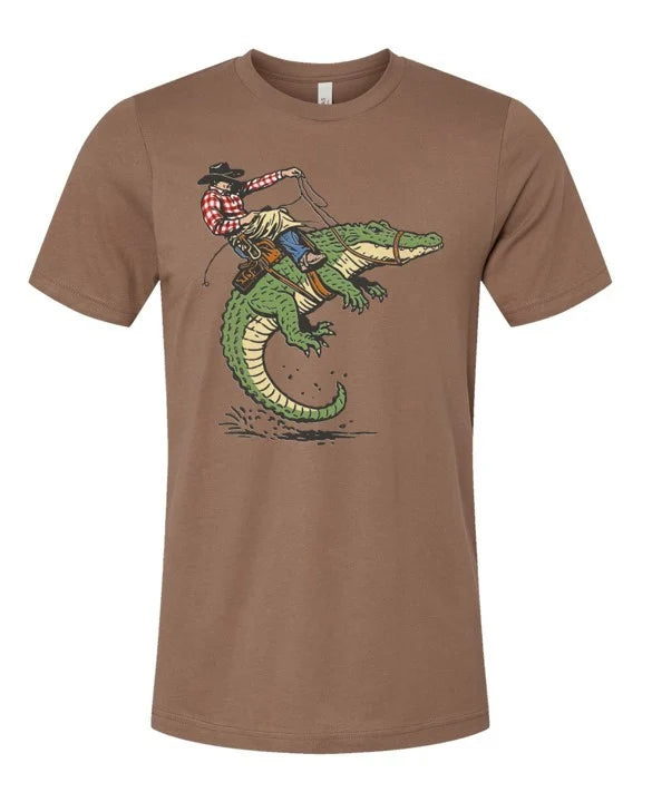 "2026 COWBOY CROC" FADED BROWN TEE