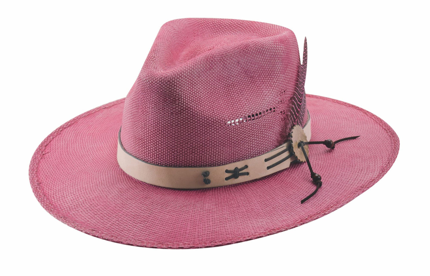 CHASING SUMMER BANGORA STRAW FEDORA in CHERRY