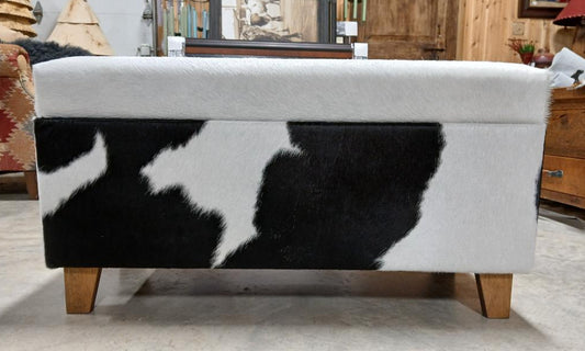 GENUINE COWHIDE STORAGE OTTOMAN