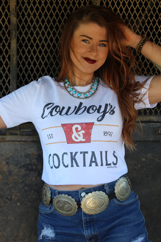Cowboys & Cocktails V-NECK Tee Shirt