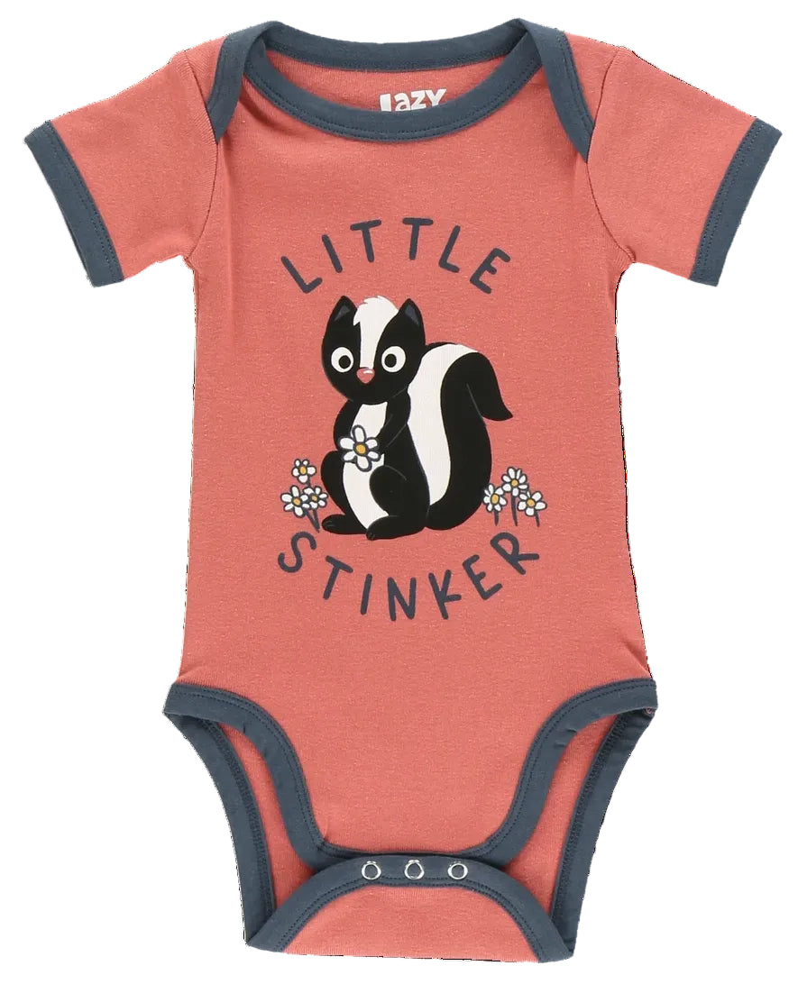 "LITTLE STINKER" PINK SKUNK INFANT ONESIE CREEPER