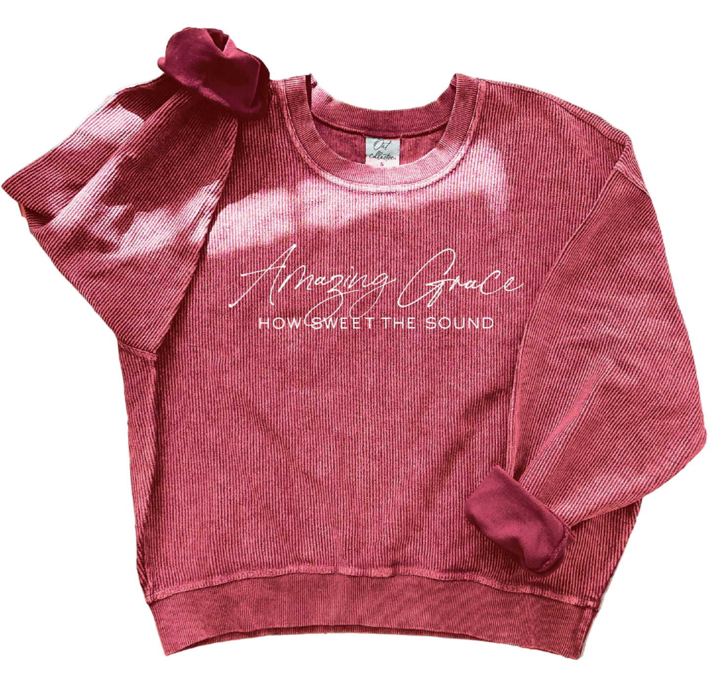 "AMAZING GRACE" CROPPED THERMAL PULL-OVER in CRANBERRY or LATTE