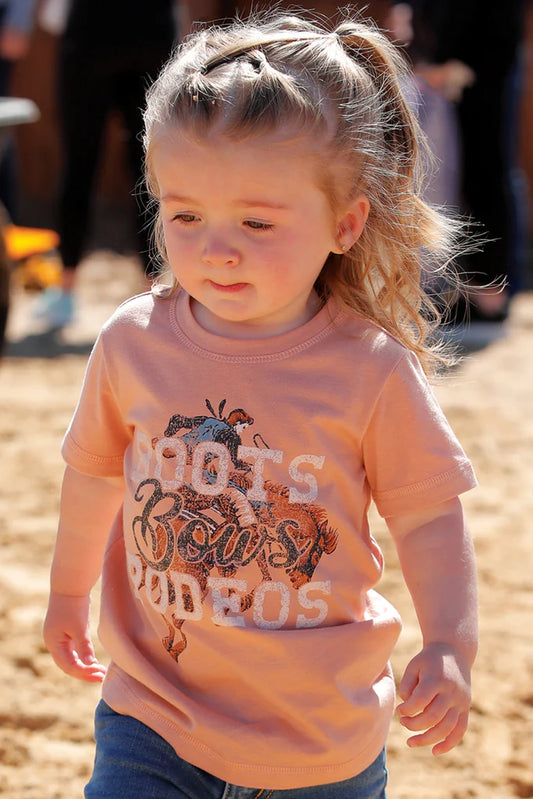 CRUEL GIRL TODDLERS' BOOTS, BOWS, RODEO TEE - PEACH