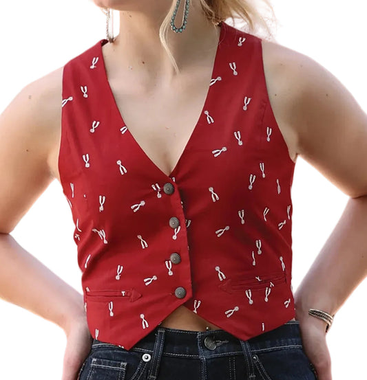 CRUEL DENIM WOMEN'S RED SPUR PRINT VEST