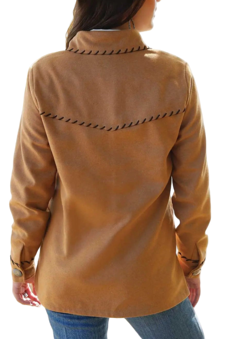 CRUEL DENIM WOMEN'S SHIRT JACKET in CAMEL/ BROWN